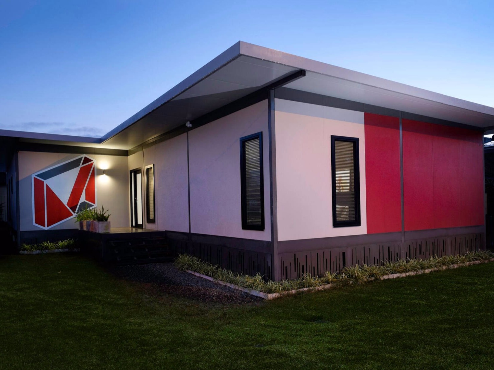 MAAP House hybrid panelised modular homes. The Merewether spacious suburban family home factory built complete external