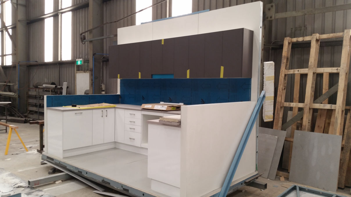 A MAAP House kitchen pod is complete in the factory ready for delivery