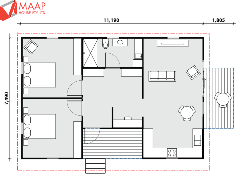 MAAP House Floorplan Avoca 2 Bed 1.01