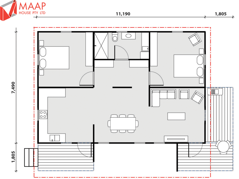 MAAP House Floorplan Bondi 2 Bed 1.02