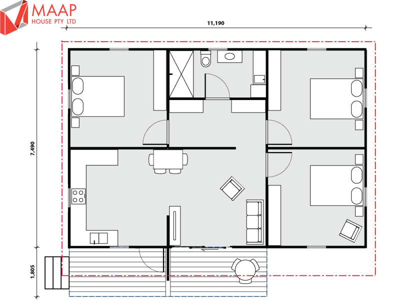 MAAP House Floorplan Avalon 3 Bed 1.01