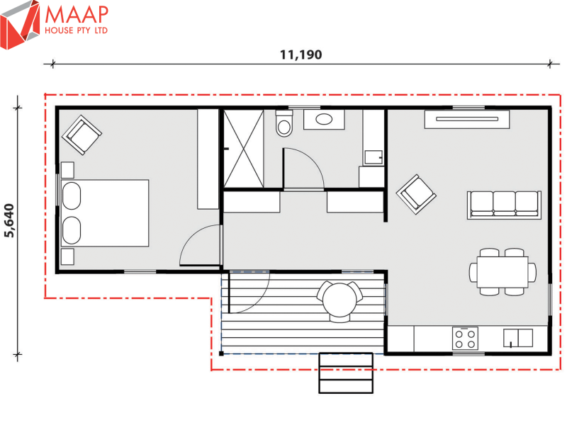 MAAP House Floorplan Bilgola (GF) 1 Bed 1.02