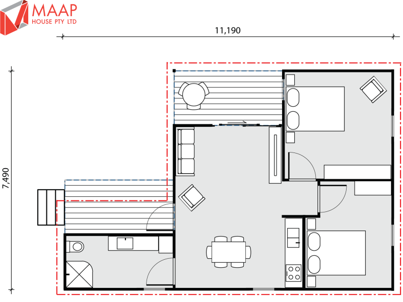 MAAP House Floorplan Custom (GF) 2 Bed 1.04