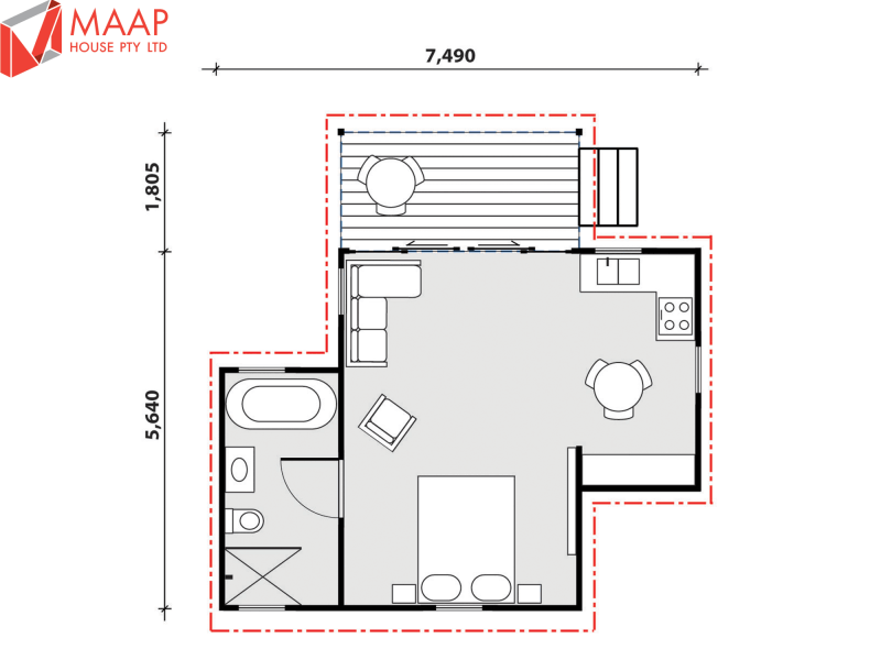 MAAP House Floorplan Coral Fern (GF) 1 Bed 1.08