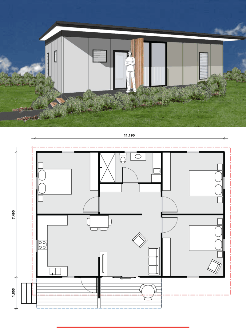 MAAP House Hybrid Panelised Modular Avalon image and floorplan