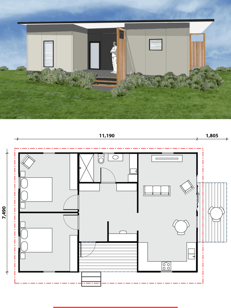 MAAP House Hybrid Panelised Modular Avoca image and floorplan