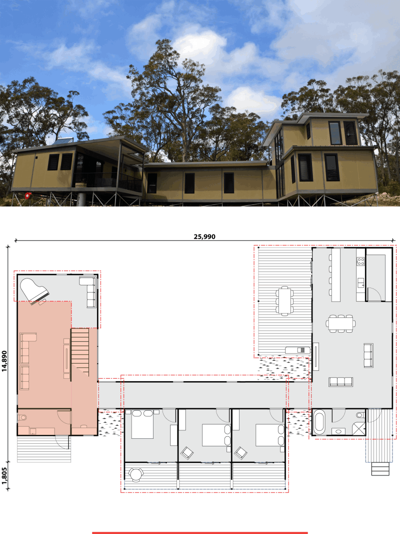 MAAP House Hybrid Panelised Modular Cellito image and floorplan