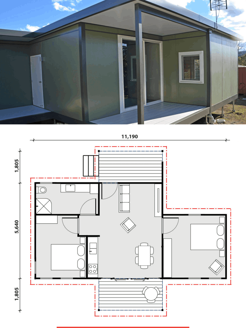 MAAP House Hybrid Panelised Modular Clontarf granny flat image and floorplan