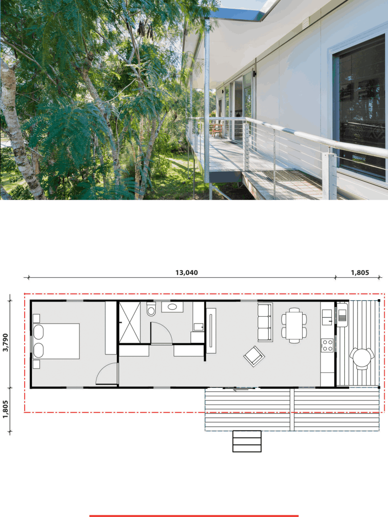 MAAP House Hybrid Panelised Modular Clovelly granny flat image and floorplan